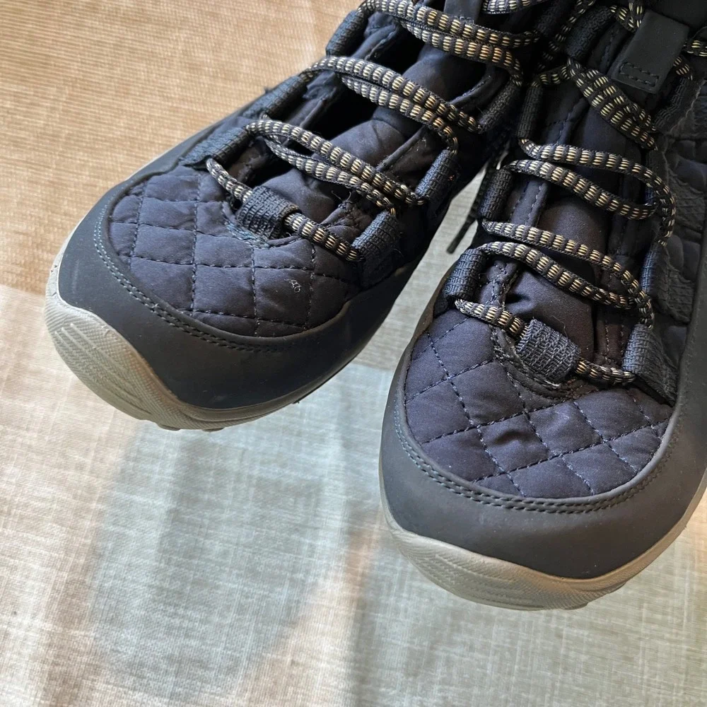 Skechers Womens Navy Blue Quilted Faux Fur Lined Lace Up Side Zip Winter Boots